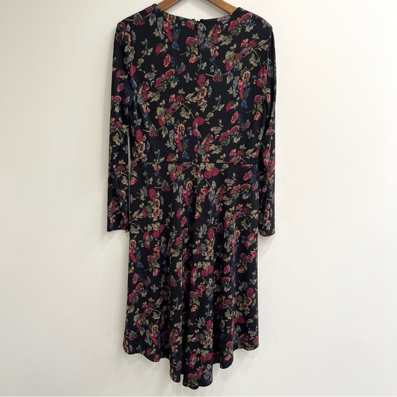 Lauren Ralph Lauren Black Moody Floral Surplice Stretch Jersey Midi Dress 16 - Picture 5 of 15